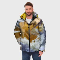Мужская зимняя куртка 3D Абстрактные перышки - фото 2