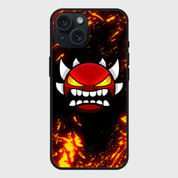 Чехол силиконовый для Apple iPhone 15 матовый Geometry Dash Demon