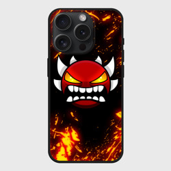 Чехол силиконовый для Apple iPhone 15 Pro матовый Geometry Dash Demon