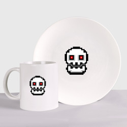 Набор: тарелка + кружка Skull Geometry Dash