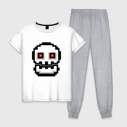 Женская пижама с белой футболкой хлопок Skull Geometry Dash