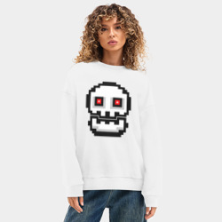 Женский свитшот oversize без начеса хлопок Skull Geometry Dash - фото 2