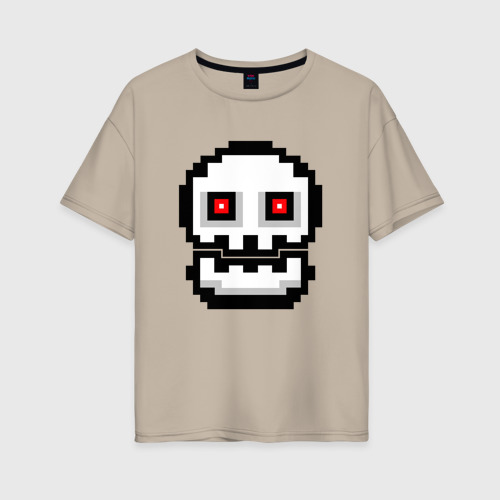 Женская футболка хлопок Oversize Skull Geometry Dash, цвет миндальный