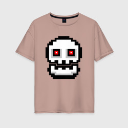 Женская футболка хлопок Oversize Skull Geometry Dash