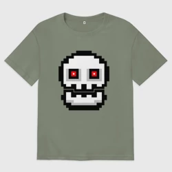 Женская футболка хлопок Oversize Skull Geometry Dash