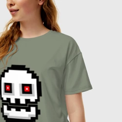 Женская футболка хлопок Oversize Skull Geometry Dash - фото 2