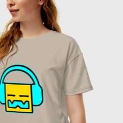 Женская футболка хлопок Oversize Geometry Dash Music - фото 2