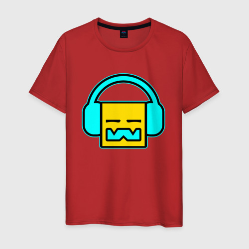 Мужская футболка хлопок Geometry Dash Music, цвет красный