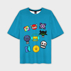 Мужская футболка oversize 3D Geometry Dash Icons