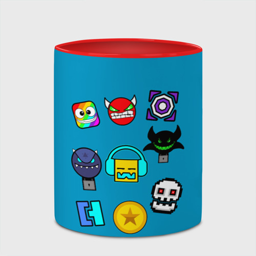 Кружка с полной запечаткой Geometry Dash Icons, цвет белый + красный - фото 4