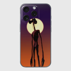 Чехол для iPhone 15 Pro силиконовый с защитой камеры Сиреноголовый на закате