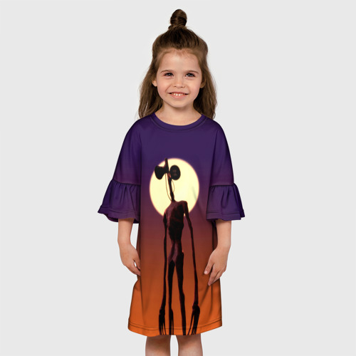 Детское платье 3D Сиреноголовый на закате, цвет 3D печать - фото 4