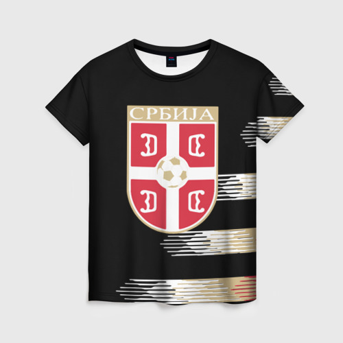 Женская футболка 3D с принтом Сборная Сербии, вид спереди #2