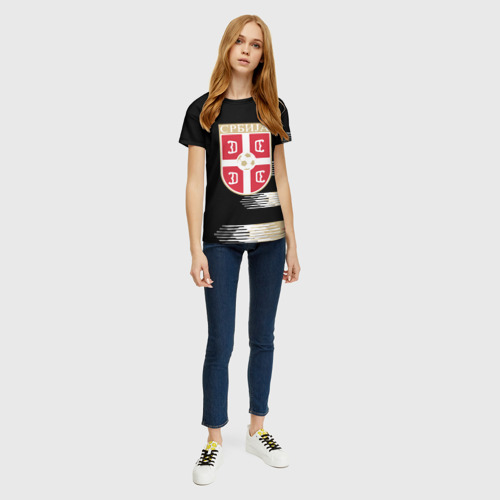 Женская футболка 3D с принтом Сборная Сербии, вид сбоку #3