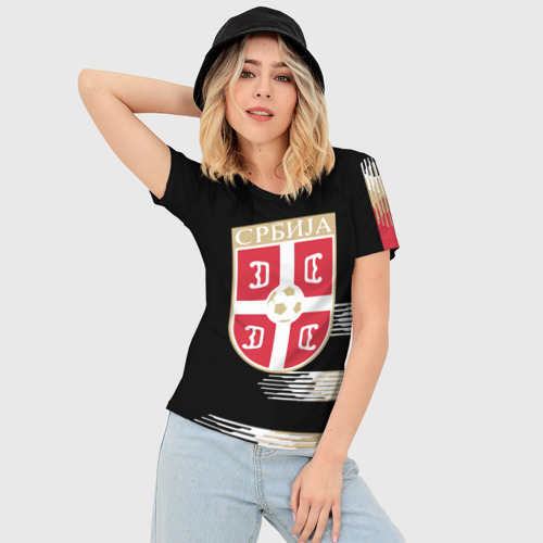 Женская футболка 3D Slim Сборная Сербии, цвет 3D печать - фото 3