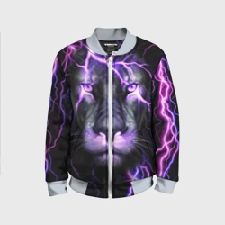 Детский бомбер 3D Неоновый Лев neon lion