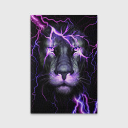 Обложка для паспорта матовая кожа Неоновый Лев neon lion