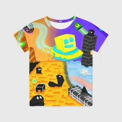 Детская футболка 3D Geometry Dash RobTop