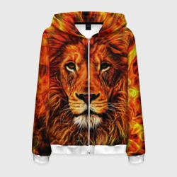 Мужская толстовка 3D на молнии Огненные лев