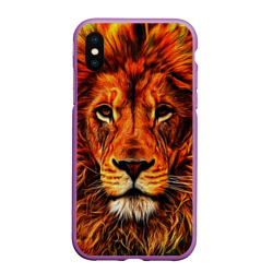 Чехол для iPhone XS Max матовый Огненные лев