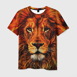 Мужская футболка 3D Огненные лев