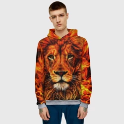 Мужская толстовка 3D Огненные лев - фото 2