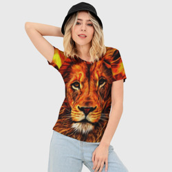 Женская футболка 3D Slim Огненные лев - фото 2