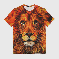 Мужская футболка 3D Огненные лев