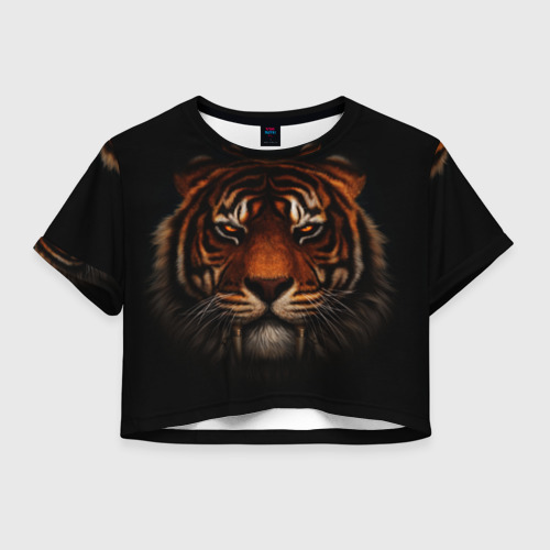 Женская футболка Crop-top 3D TIGER, цвет 3D печать