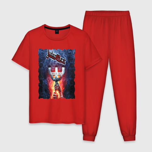 Мужская пижама хлопок Judas Priest рок группа, цвет красный
