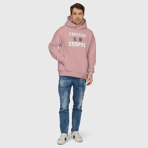 Мужское худи Oversize хлопок Certified sempai, цвет пыльно-розовый - фото 6