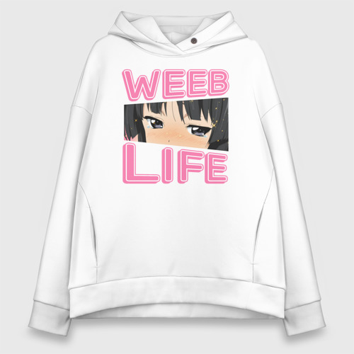 Женское худи Oversize хлопок Weeb life, цвет белый