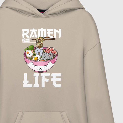 Худи SuperOversize хлопок Ramen life, цвет миндальный - фото 3