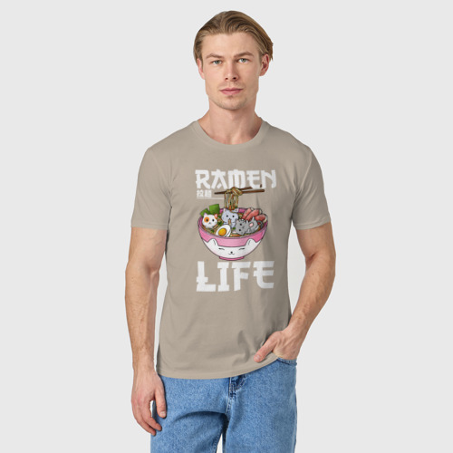 Мужская футболка хлопок Ramen life, цвет миндальный - фото 3