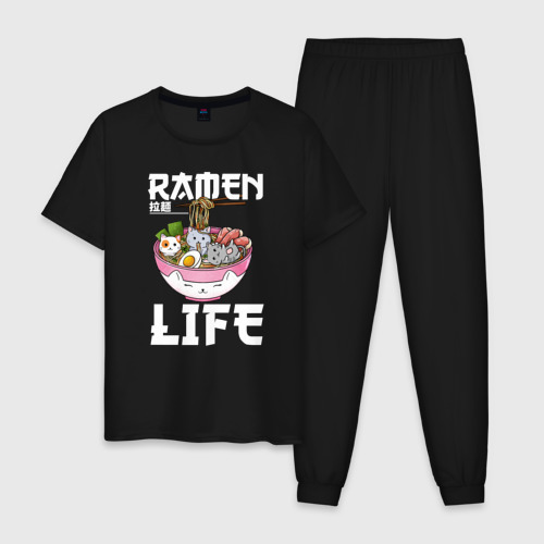 Мужская пижама хлопок Ramen life, цвет черный