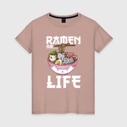 Женская футболка хлопок Ramen life