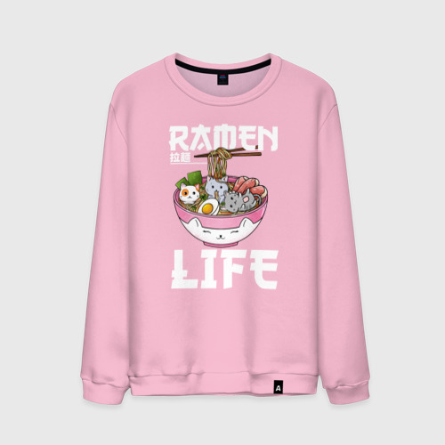 Мужской свитшот хлопок Ramen life, цвет светло-розовый