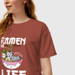 Женская футболка хлопок Oversize Ramen life - фото 2