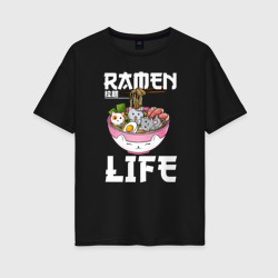 Женская футболка хлопок Oversize Ramen life