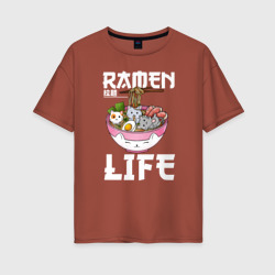 Женская футболка хлопок Oversize Ramen life