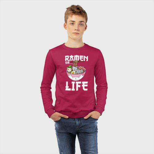 Детский свитшот хлопок Ramen life, цвет маджента - фото 7