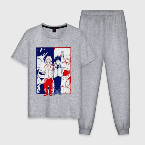 Мужская пижама хлопок с принтом Мидория и Бакуго фанфик, вид спереди #2