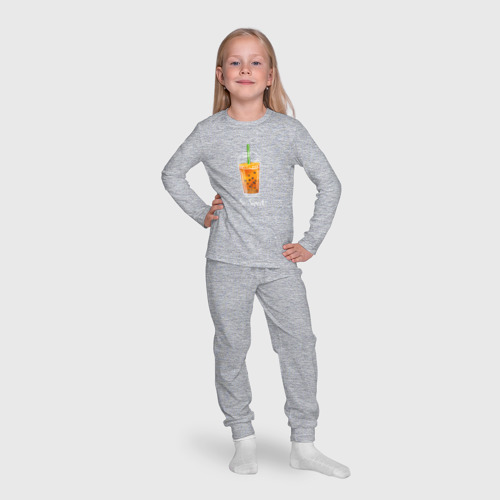 Детская пижама с лонгсливом хлопок Фруктовый коктейль, цвет меланж - фото 7