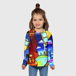 Детский лонгслив 3D Geometry Dash геометри Даш - фото 2