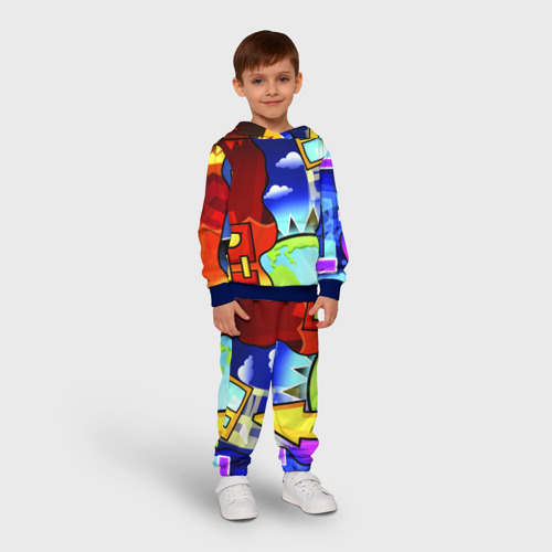 Детский костюм с толстовкой 3D Geometry Dash геометри Даш, цвет синий - фото 3
