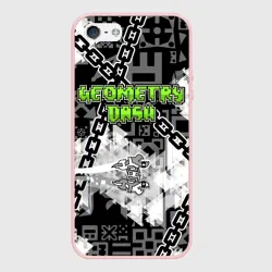 Чехол для iPhone 5/5S матовый Geometry Dash - chains