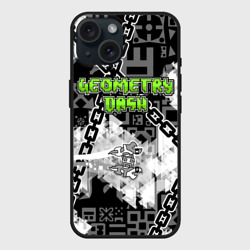 Чехол силиконовый для Apple iPhone 15 матовый Geometry Dash - chains
