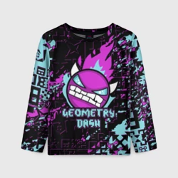 Детский лонгслив 3D Geometry Dash angry smiley face