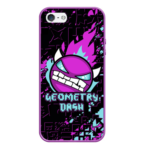 Чехол для iPhone 5/5S матовый Geometry Dash, цвет фиолетовый