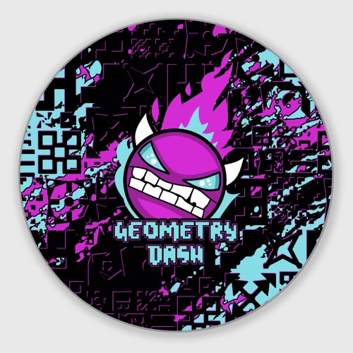Круглый коврик для мышки Geometry Dash angry smiley face